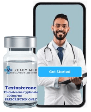 Testosterone vial with mobile phone